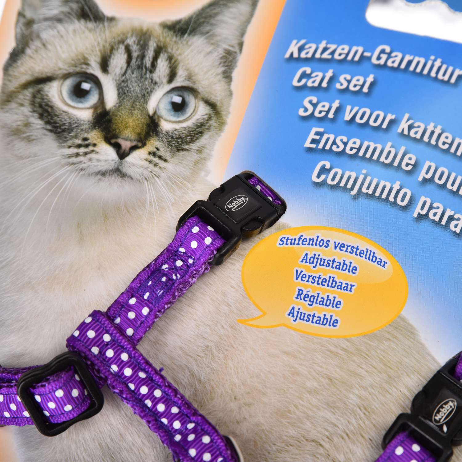 Шлейка для кошек Nobby Фиолетовый горошек 78009-38 - фото 4