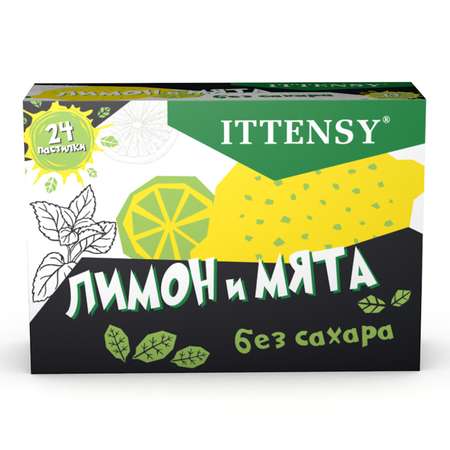Пастилки для рассасывания Ittensy Лимон и мята без сахара 24 шт БАД от боли в горле