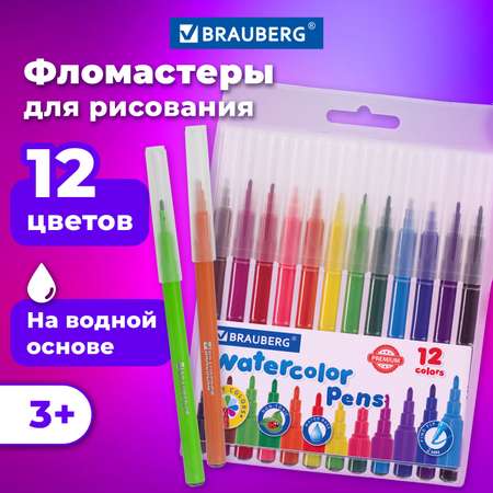 Фломастеры Brauberg Premium 12 цветов Классические