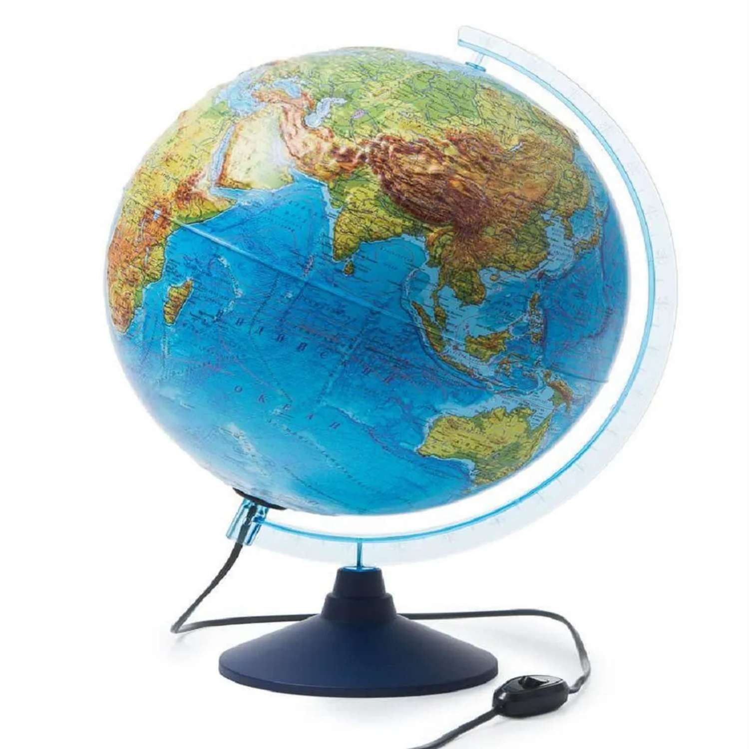 Глобус Globen Земли физический рельефный с LED-подсветкой 32 см + Развивающий атлас Мир вокруг тебя - фото 2