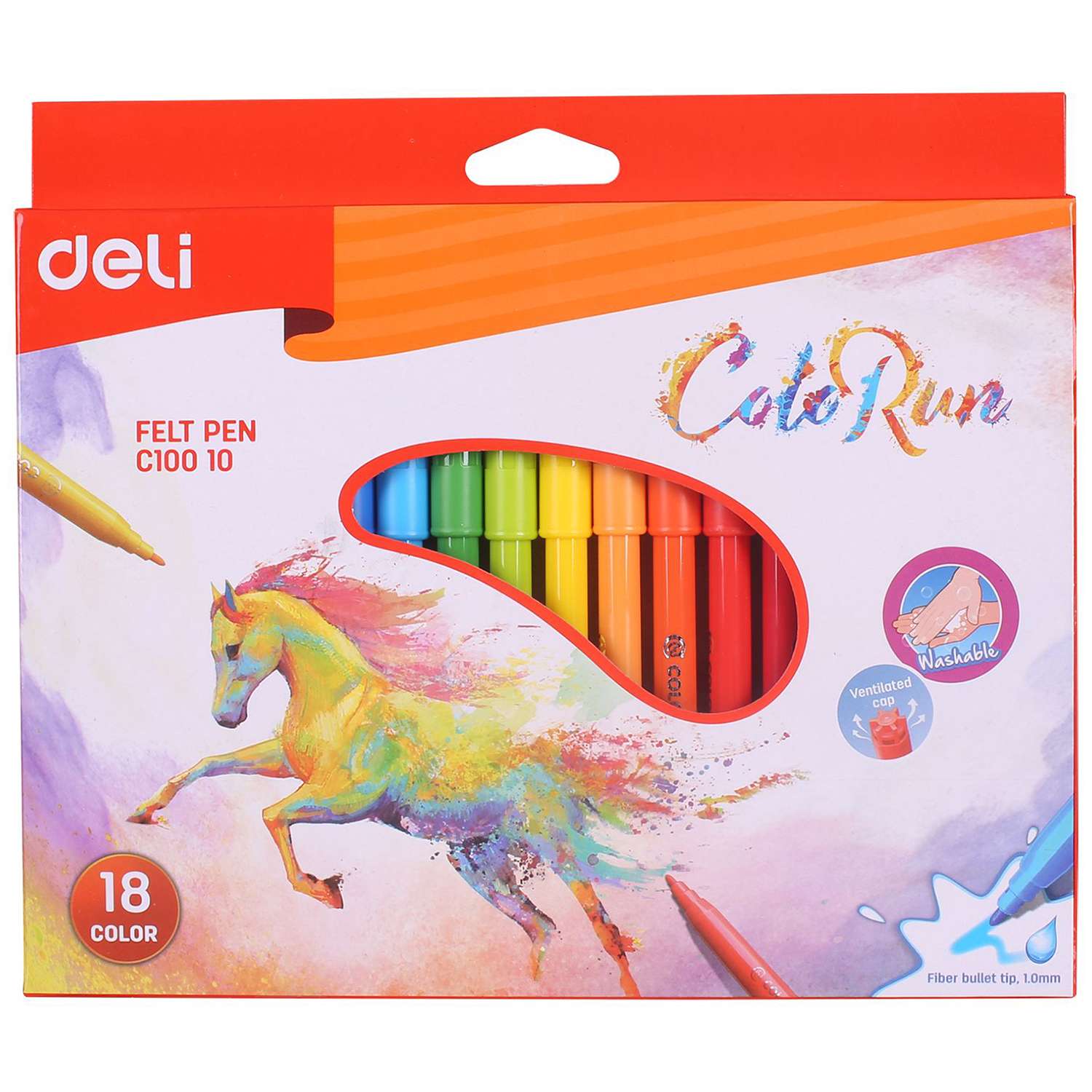 Фломастеры Deli ColoRun 18цветов EC10010 - фото 1