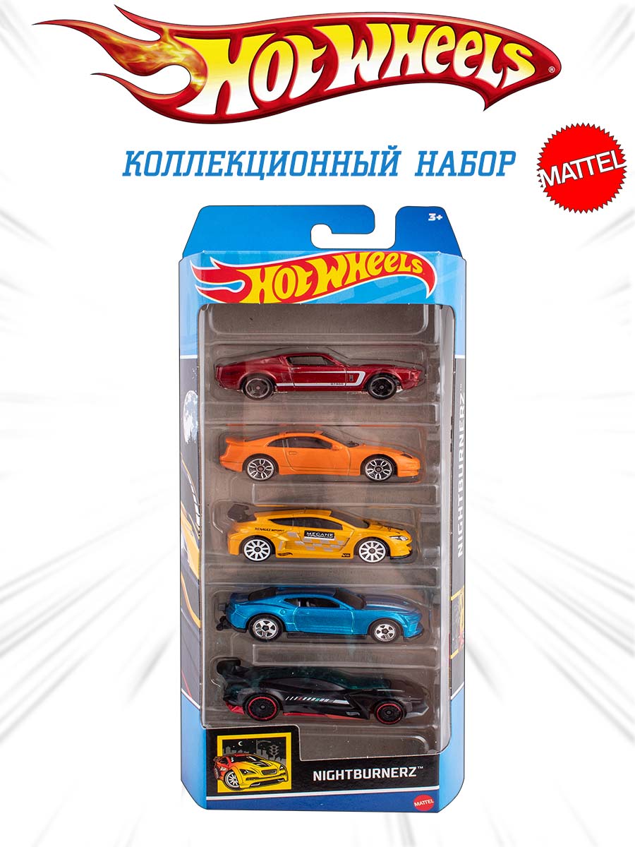 Автомобиль Hot Wheels Nightburners 5 шт 1806(HTV43) - фото 1