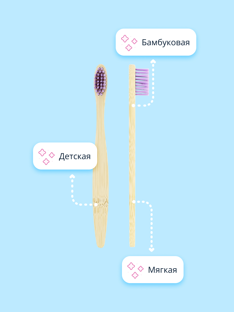 Щетка зубная LP CARE детская Dental бамбуковая фиолетовая мягкая - фото 2