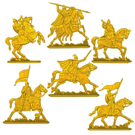 Набор солдатиков Воины и Битвы Русские Конные Витязи цвет золотой