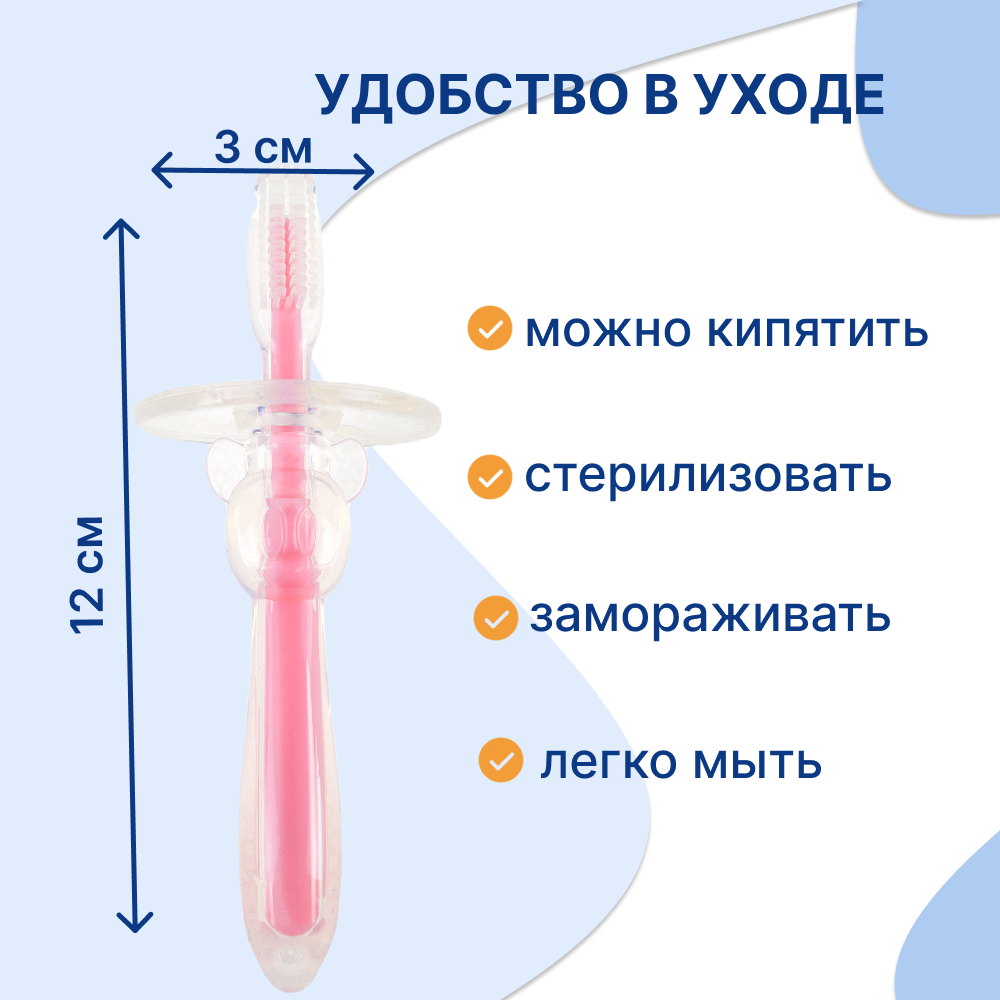 Зубная щеточка-массажер Uviton силиконовая Розовая - фото 2