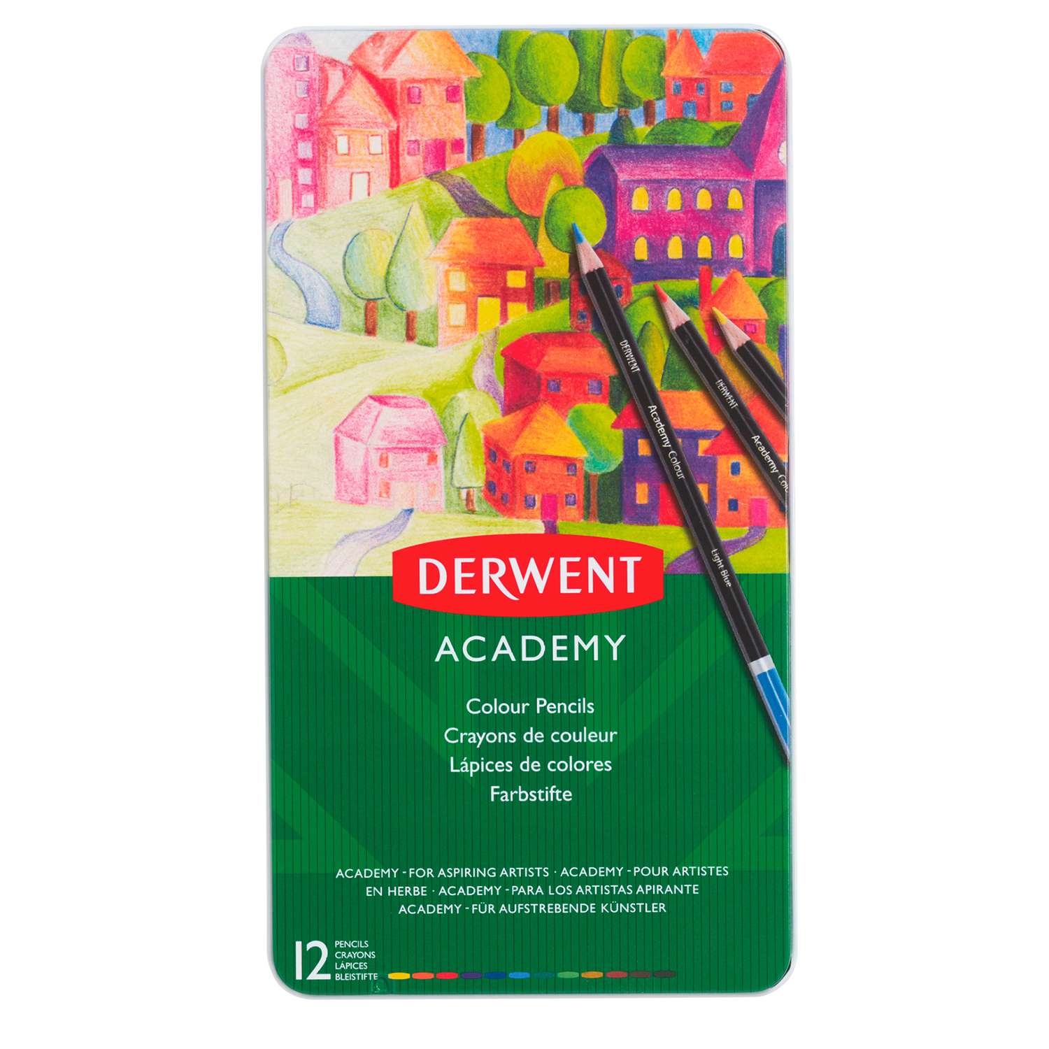 Набор цветных карандашей DERWENT Academy Colour 12 цветов металлическая коробка 2301937 - фото 1