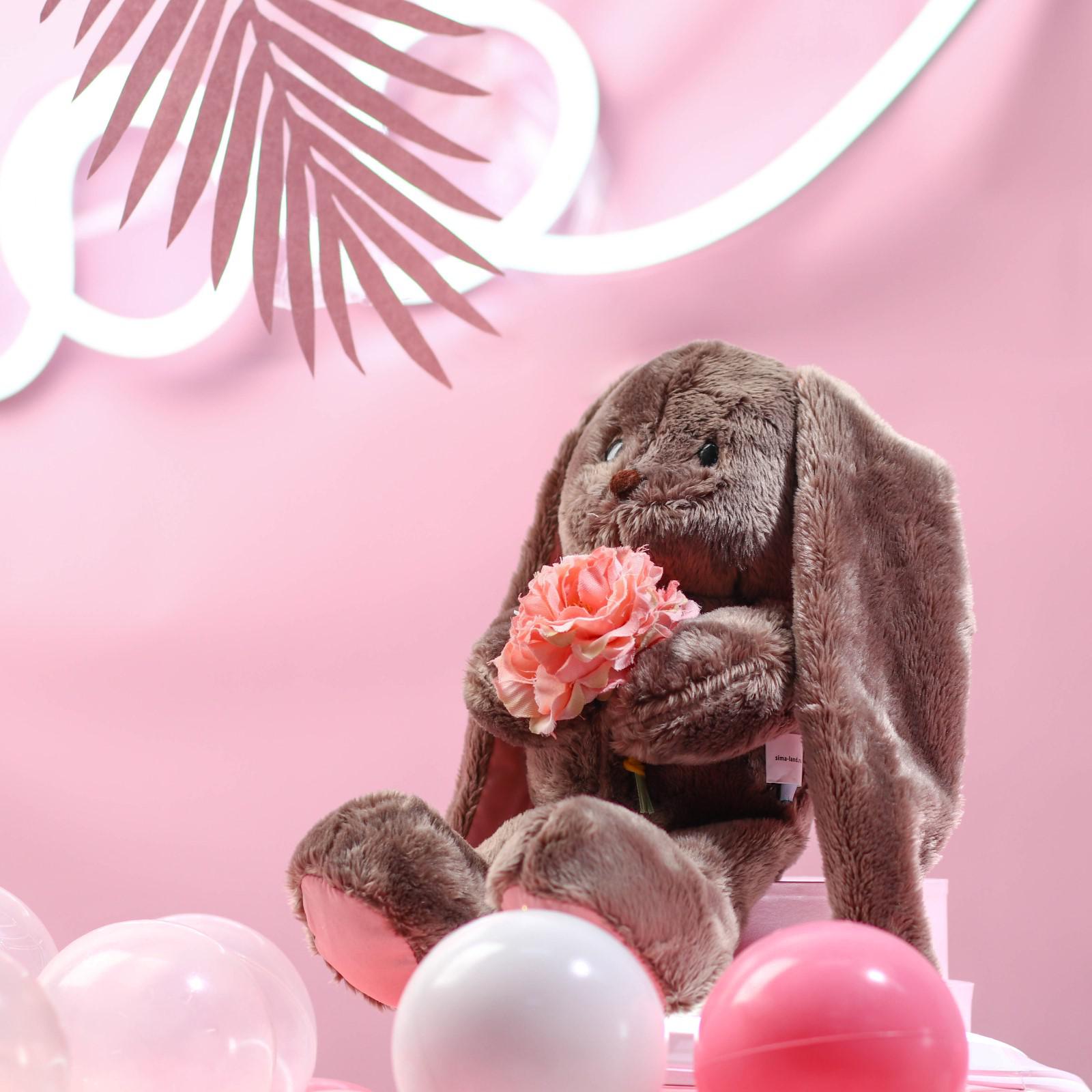 Мягкая игрушка Зайки Li and Lu Li с розовыми цветами высота игрушки 25 см - фото 3