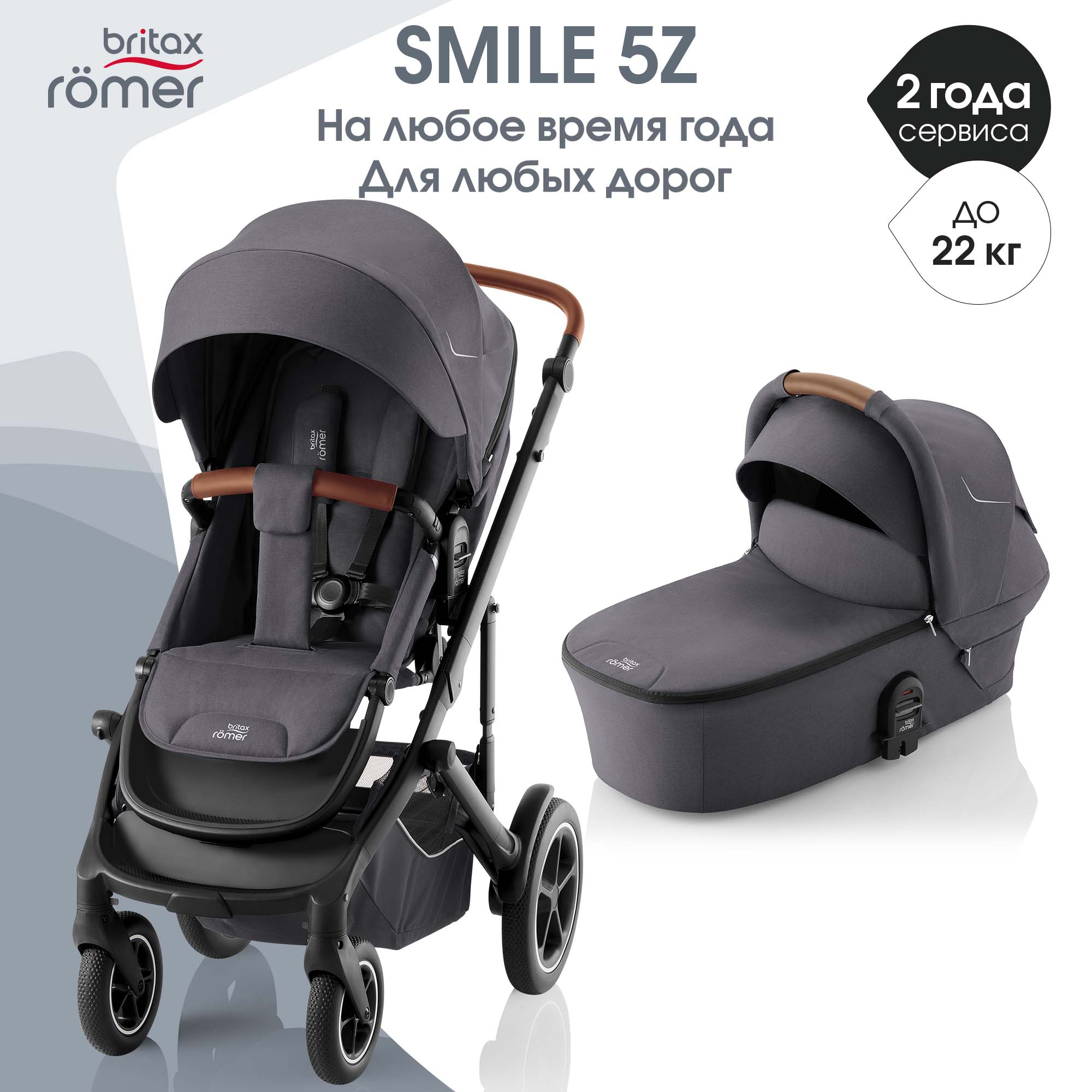 Коляска Britax Roemer 2 в 1 Smile 5Z Midnight Grey - фото 1