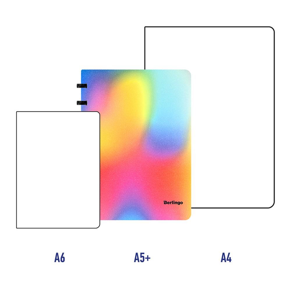 Бизнес-тетрадь Berlingo Gradient А5+ 80 листов глиттер-эффект клетка на кольцах 80г/м2 пласт обл 700мкм линейка - фото 6