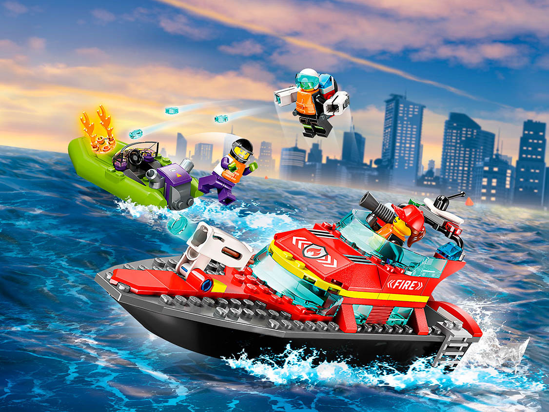 Конструктор детский LEGO City Пожарно-спасательная лодка 60373 - фото 6