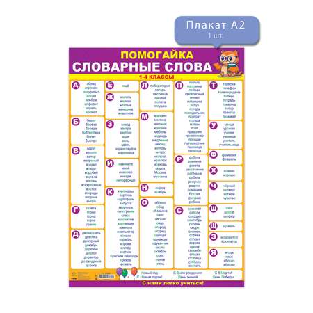 Плакат Открытая планета Словарные слова А2