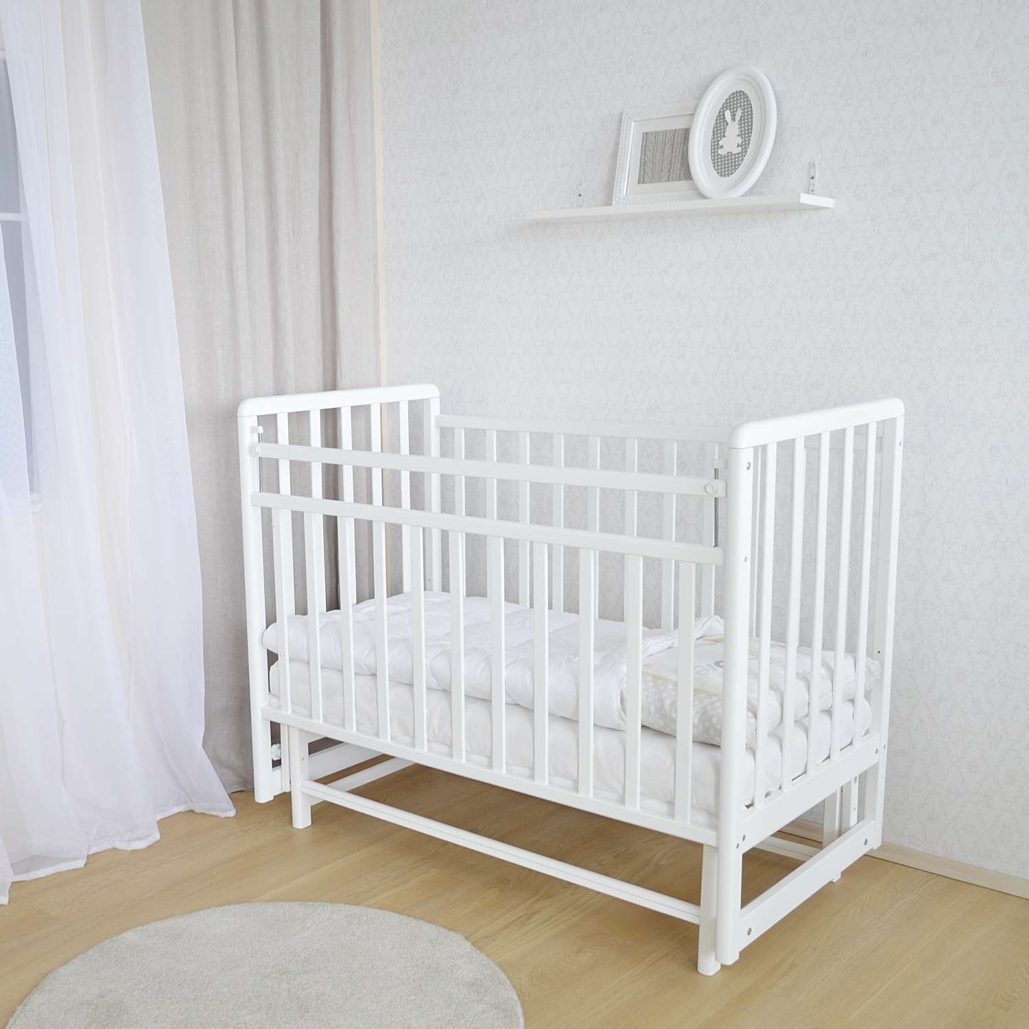 Детская кроватка Babyton прямоугольная, поперечный маятник (белый) - фото 7