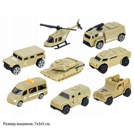 Игровой набор Junfa Автовоз с 8 военными машинками со скоростным съездом с верхнего яруса
