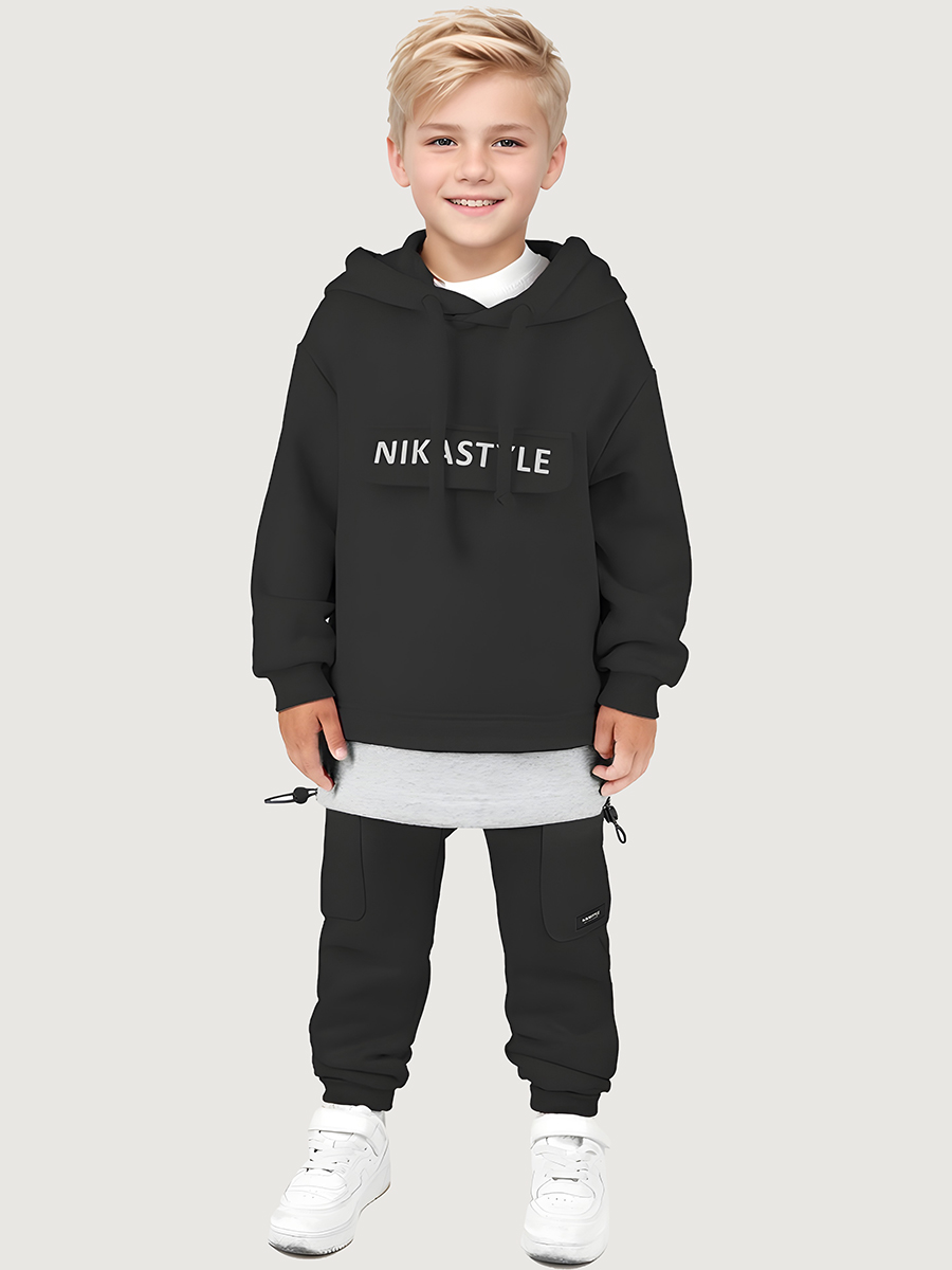 Костюм NIKASTYLE 7т20325 черный/серый меланж - фото 1