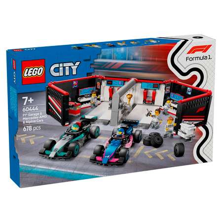 Конструктор детский LEGO City Гараж F1 машины Mercedes-AMG и Alpine