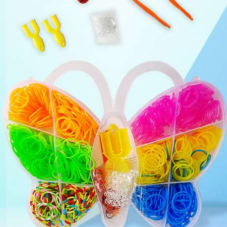 Набор резинок Color Kit для плетения браслетов Бабочка 600 шт 4 вида деталей
