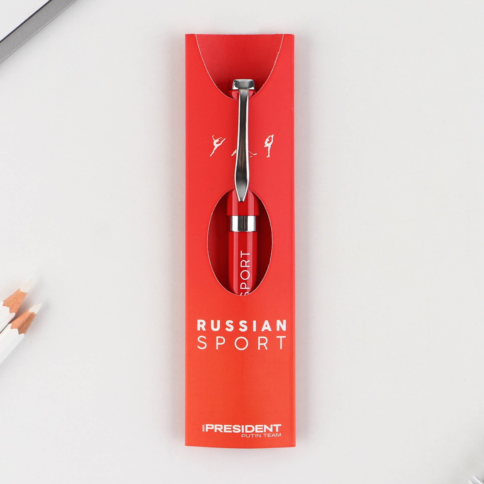 Ручка металлическая Mr. PRESIDENT PUTIN TEAM шариковая Russian sport Синяя паста 1 мм Фурнитура серебро - фото 2