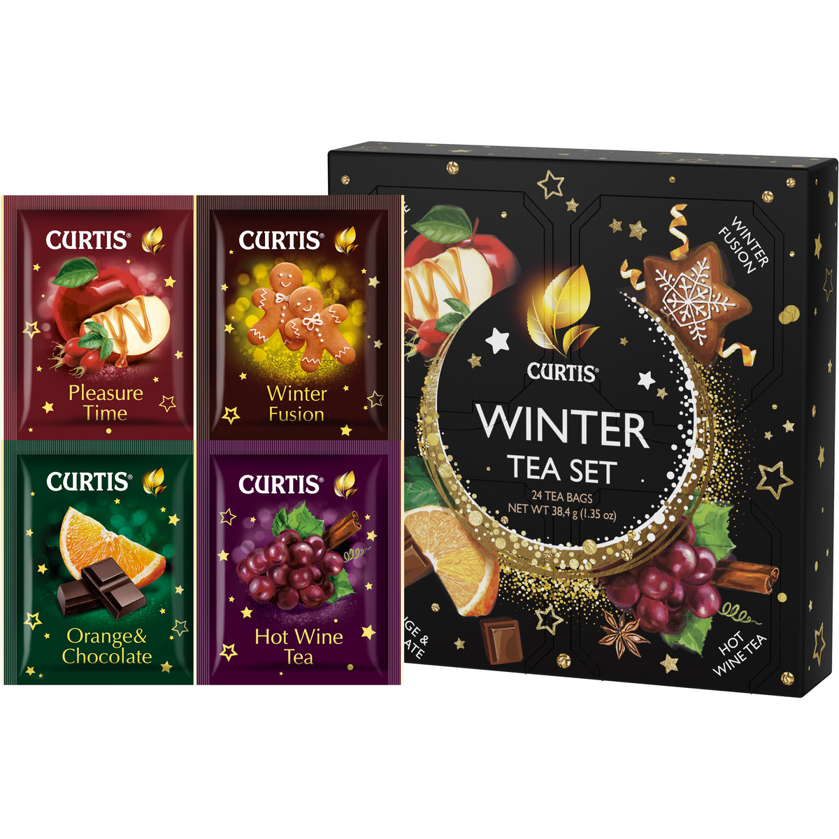 Набор чая Curtis Winter Tea Set 24 пакетика 4 вкуса подарочная упаковка - фото 3