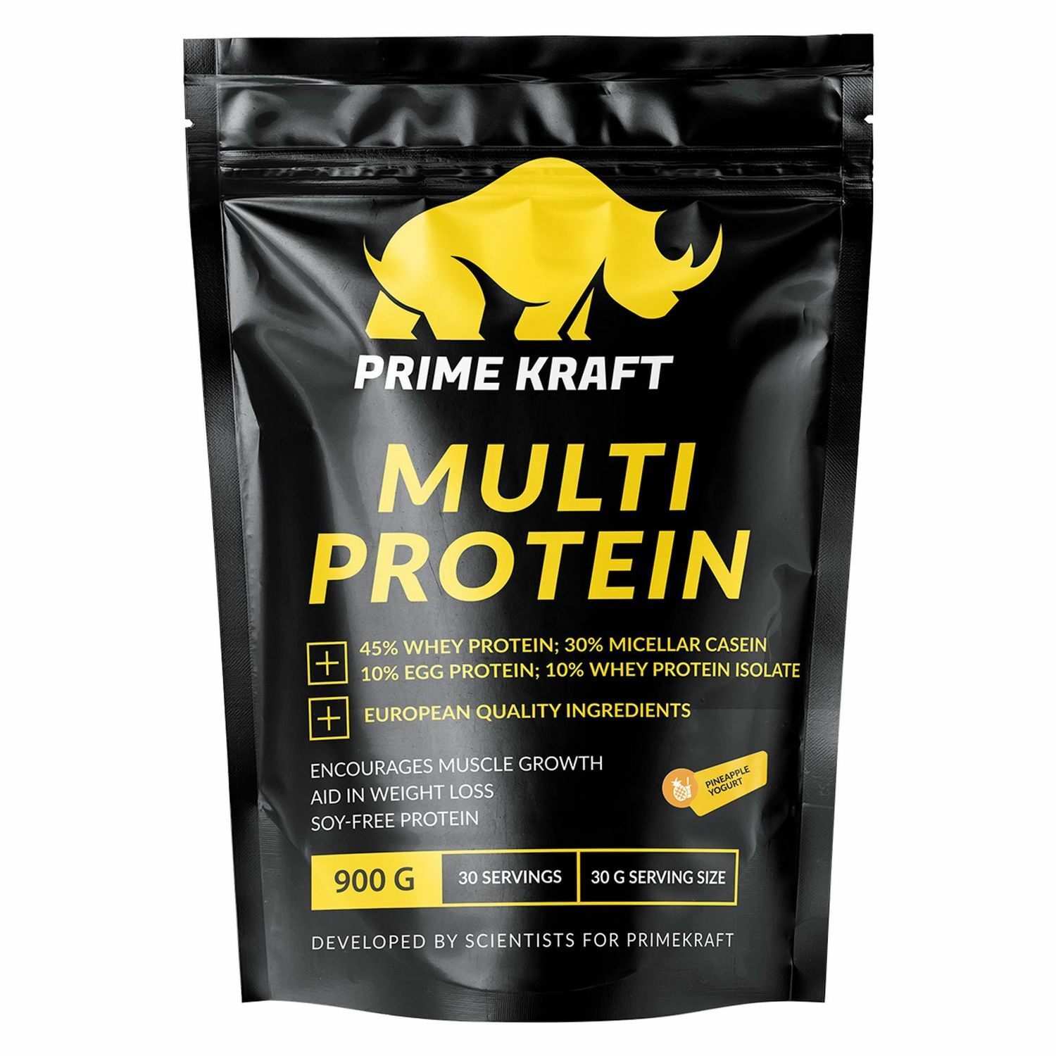 Коктейль Multi Protein Prime Kraft Белковый ананасовый йогурт 900г - фото 1