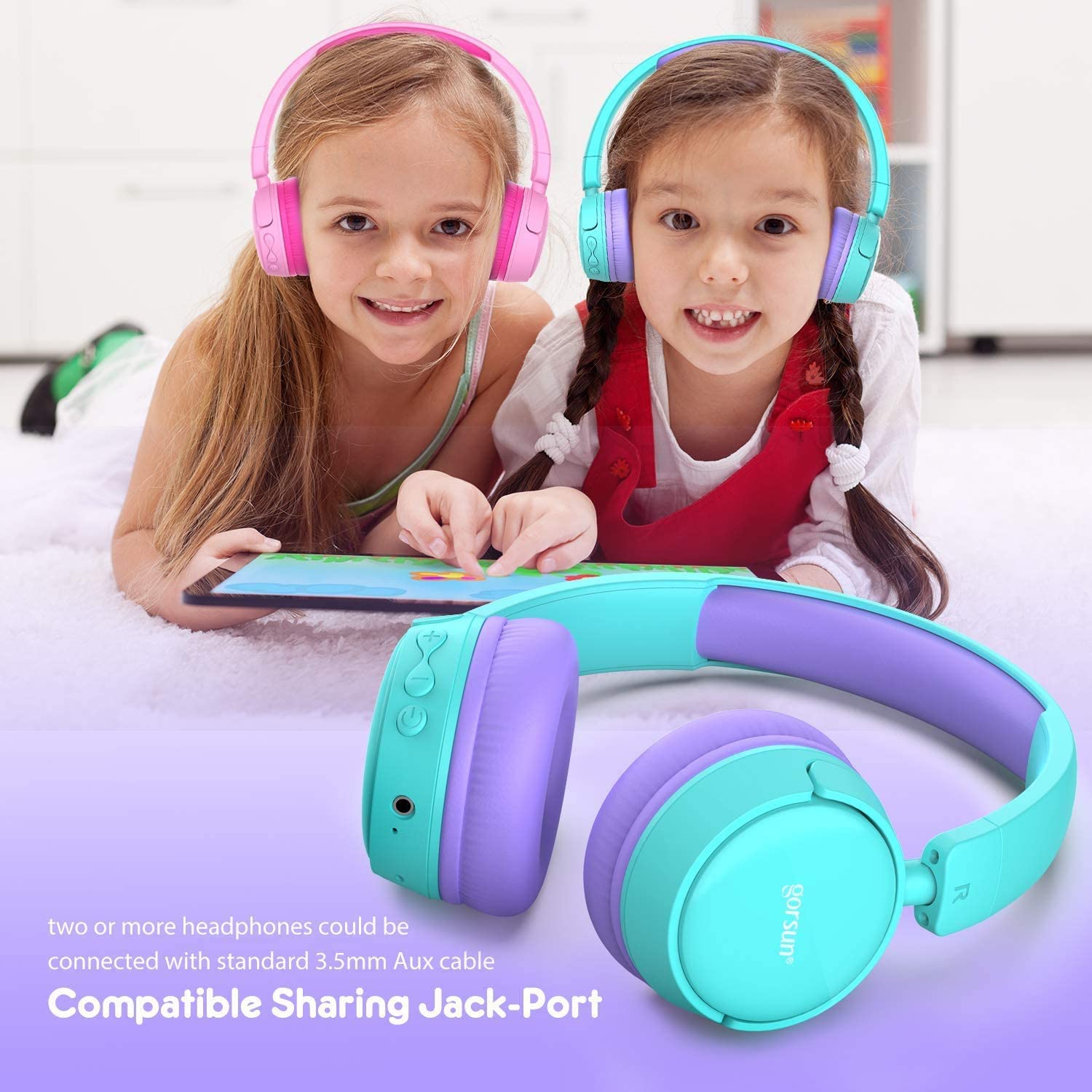 Наушники Gorsun E62 purple bluetooth - фото 7