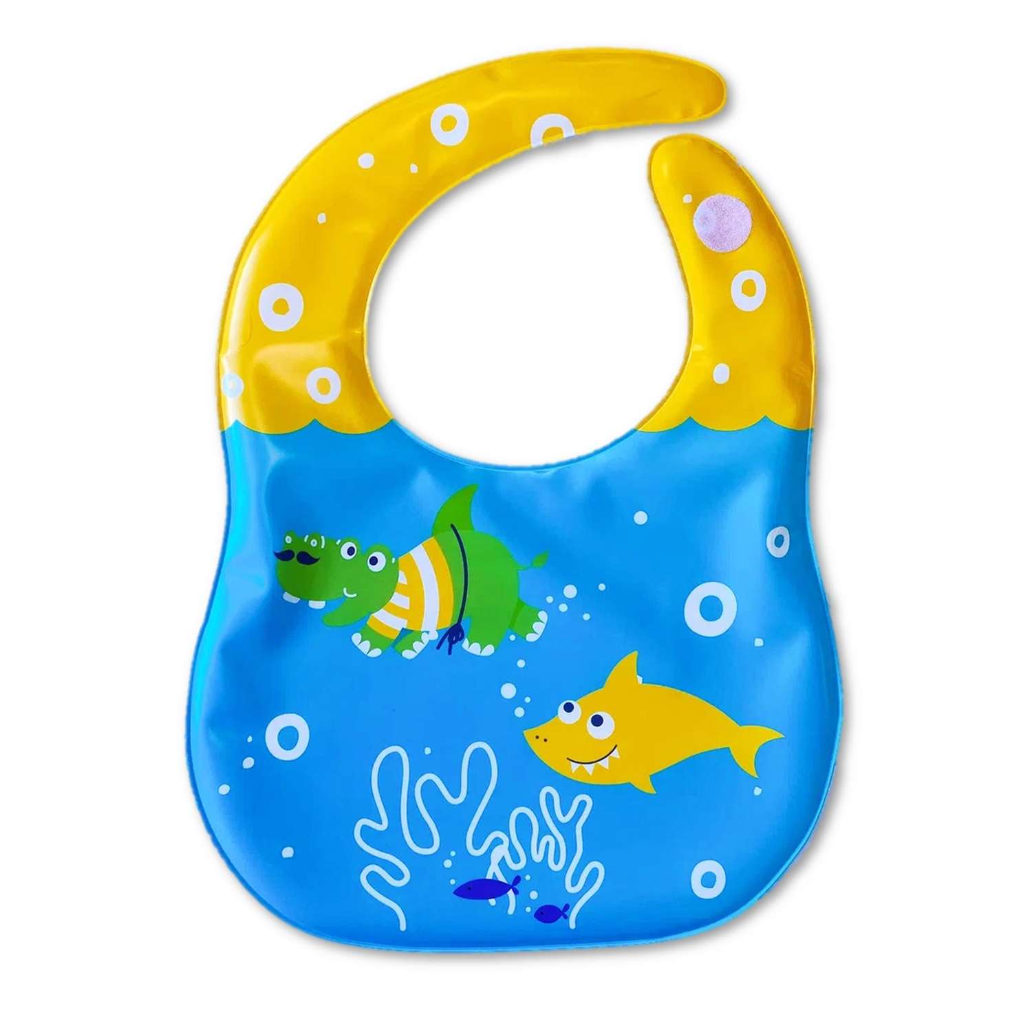 Нагрудик Uviton непромокаемый с кармашком на липучке для детей от 6 месяцев 0237 Акула - фото 1