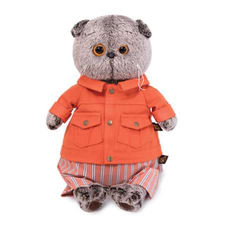 Мягкая игрушка BUDI BASA Кот Басик в оранжевой куртке и штанах 25 см BB011