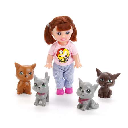 Кукла Карапуз 10 см с домашними животными и аксессуарами