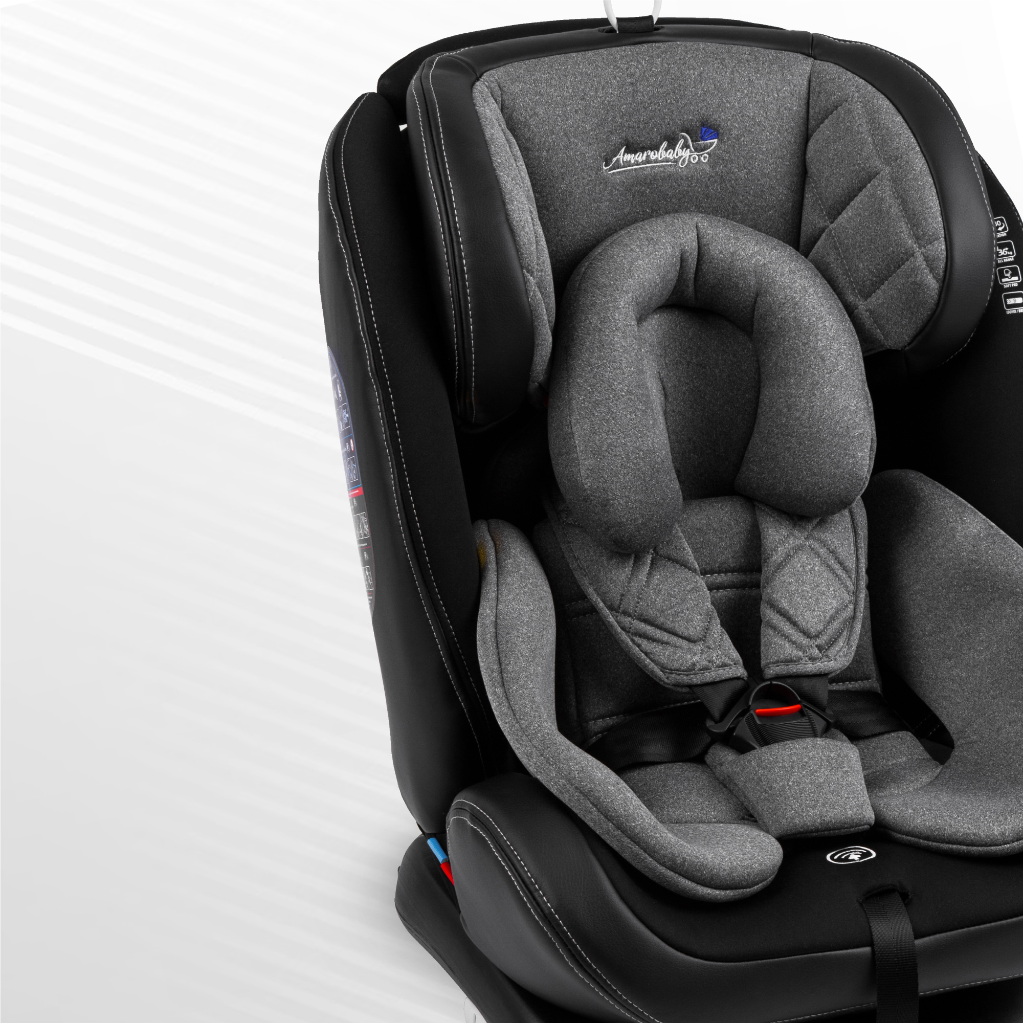 Автокресло детское AmaroBaby ST-3 Isofix класс D группа 0+ 1 2 3 серый - фото 24