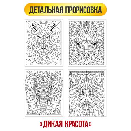 Раскраска Проф-Пресс антистресс витражи комплект из 2 шт по 16 л А4 аниме+дикая красота