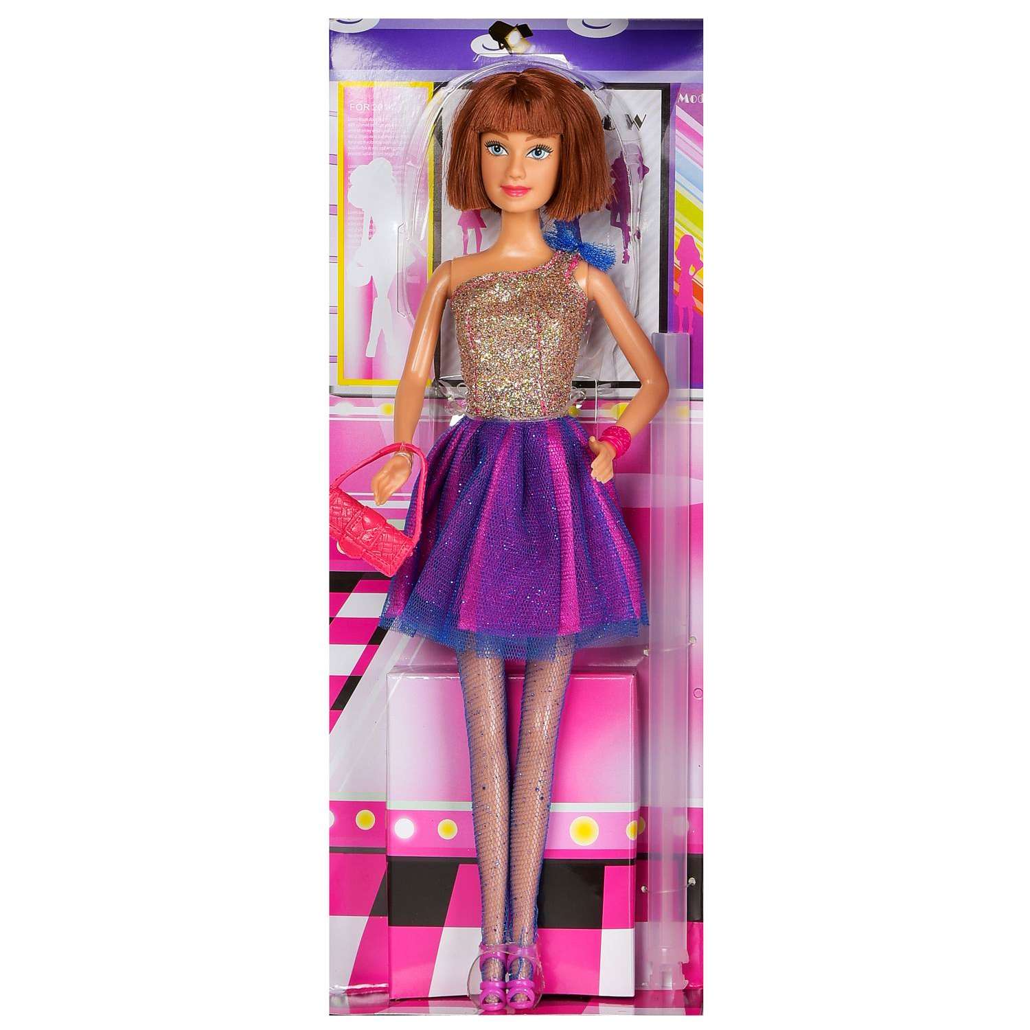Кукла Lucy Junfa Вечернее платье золотистый верх фиолетовая юбка 8259d/фиолетовая - фото 3