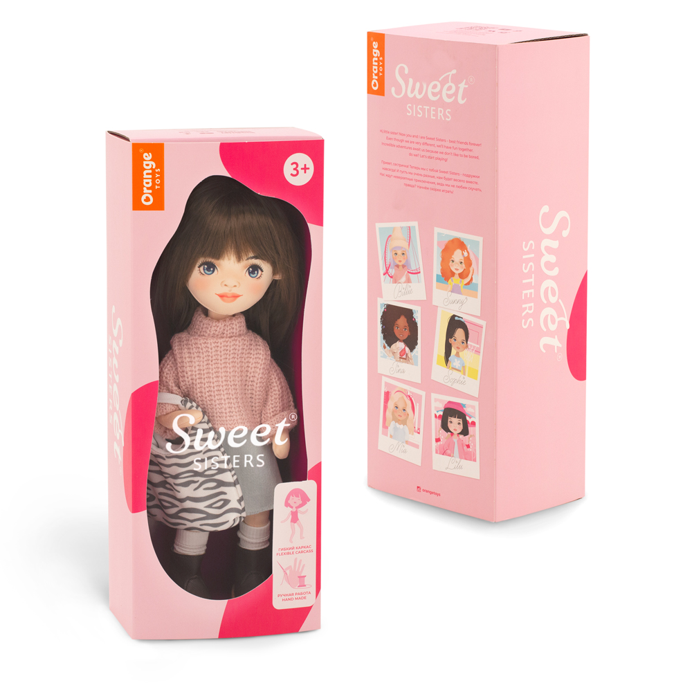 Каркасная мягкая кукла Orange Toys Sweet Sisters Sophie в джинсовой юбке 32см Серия Весна SS03-15 - фото 2