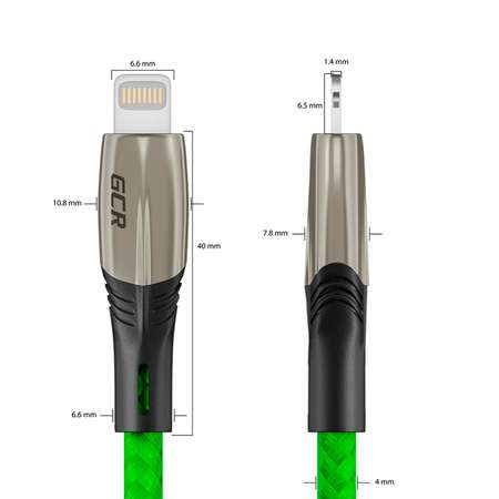 Кабель USB GCR 1.7m Lightning для iPhone series Mercedes в зеленой нейлоновой оплетке GCR-52785