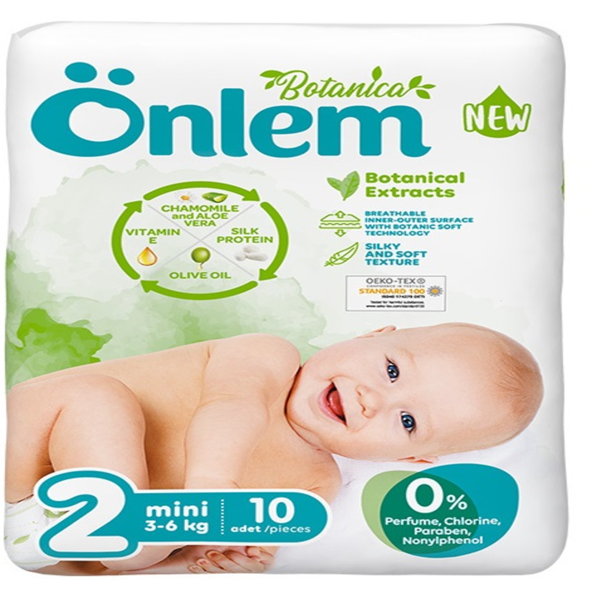 Подгузники Onlem Botanica для новорожденных 2 3-6 кг 10 шт - фото 1