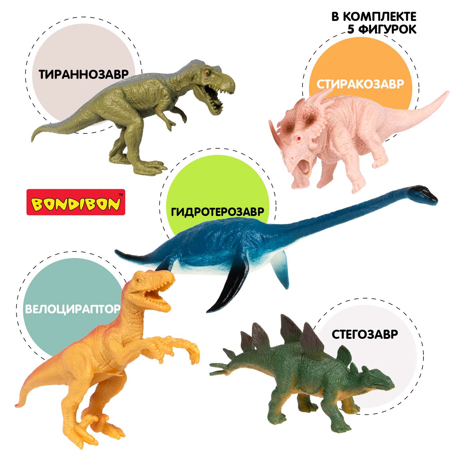 Набор животных Bondibon Динозавры Юрского периода 5шт ВВ5533 - фото 3