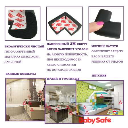 Набор защитные накладки Baby Safe и защитная лента безопасности XY-038 1+4 черный