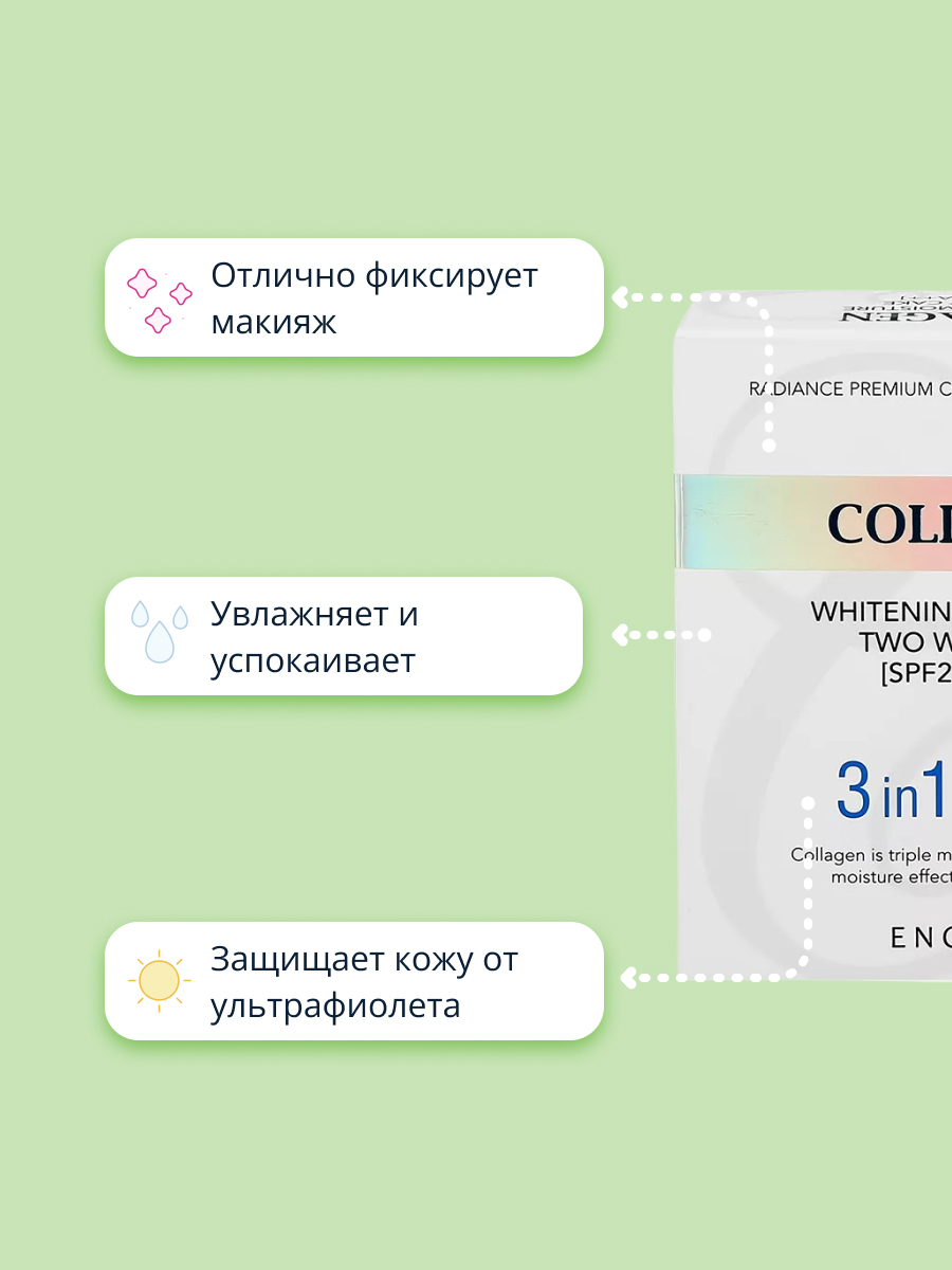 Пудра со сменным блоком ENOUGH Collagen whitening moisture two-way cake spf 28 pa++ тон 13 - фото 3