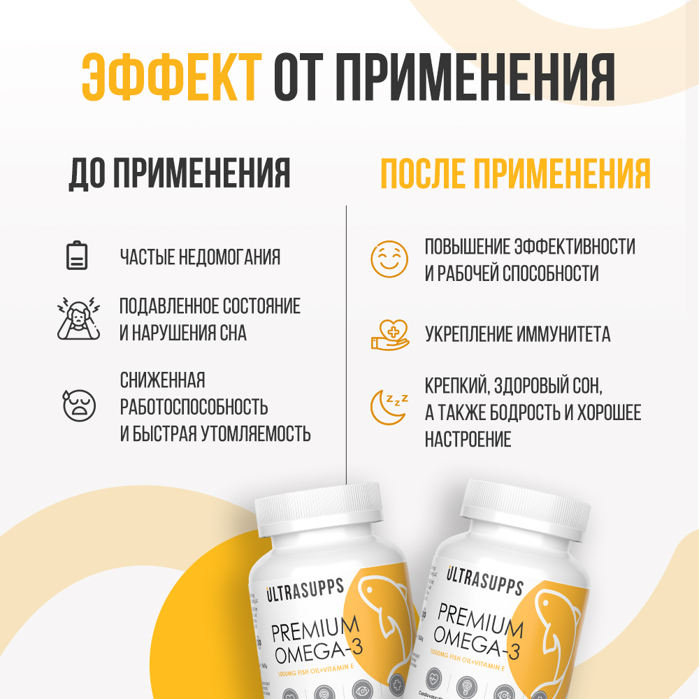 Премиум Омега - 3 + Витамин Е ULTRASUPPS 90 мягких капсул - фото 4