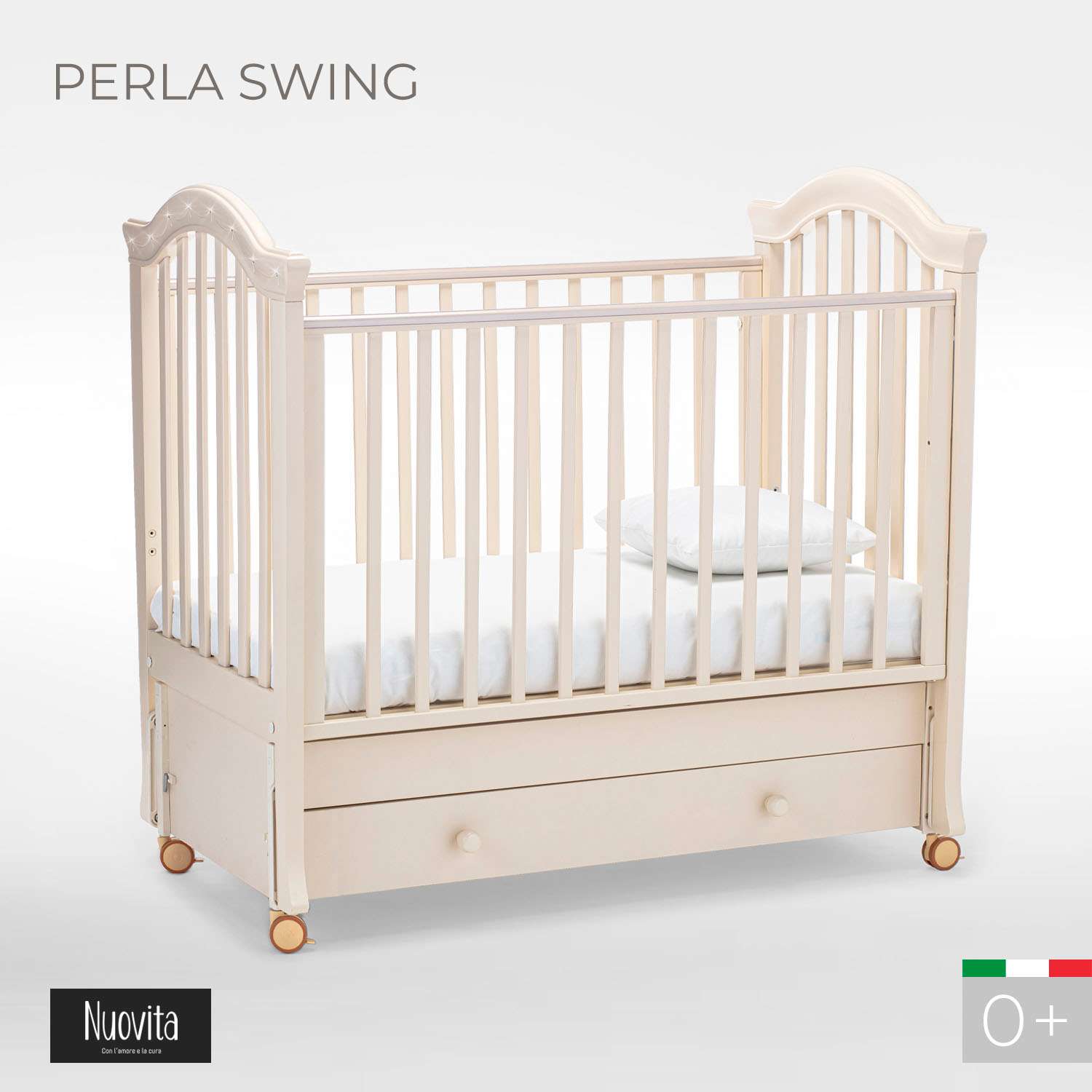 Детская кроватка Nuovita Perla Swing прямоугольная, продольный маятник (слоновая кость) - фото 2