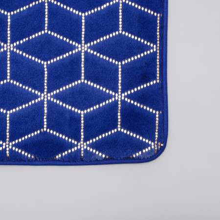 Набор ковриков Доляна для ванной и туалета «Геометрик» 3 шт: 35×40 40×50 50×80 см цвет синий