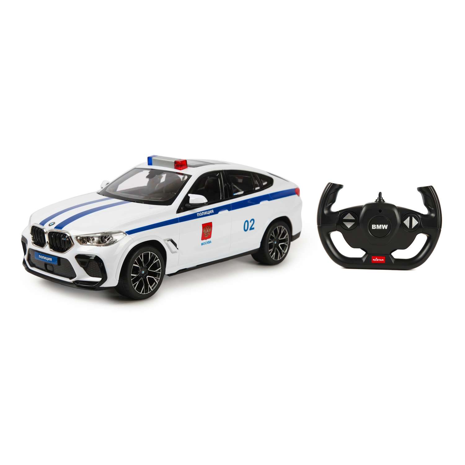 Машина Rastar РУ 1:14 BMW X6 Police Белая 99200P - фото 1