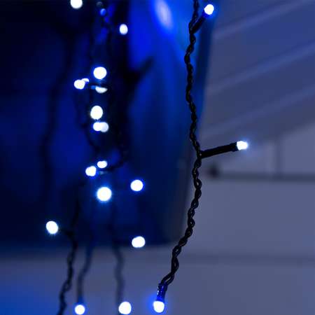 Гирлянда Luazon «Бахрома» IP44 УМС тёмная нить 160 LED свечение бело-синее мигание 220 В