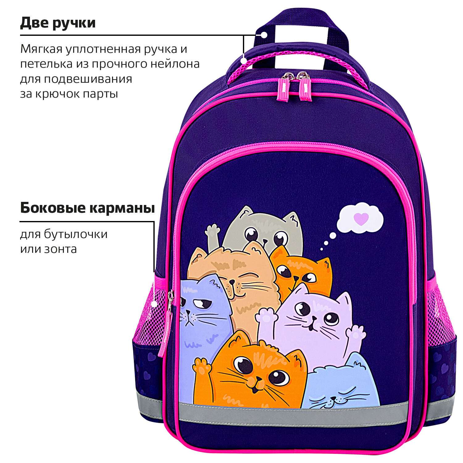 Рюкзак школьный Пифагор для девочки детский в 1 класс - фото 9