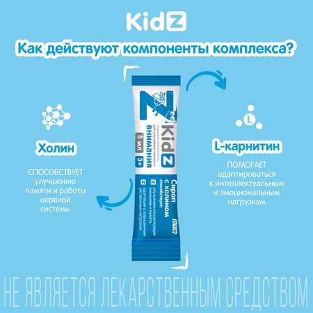 Витамины для внимания Kidz сироп с холином 10 стиков по 5 мл