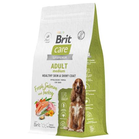 Корм для собак Brit Care 1.5кг средних пород с лососем и индейкой