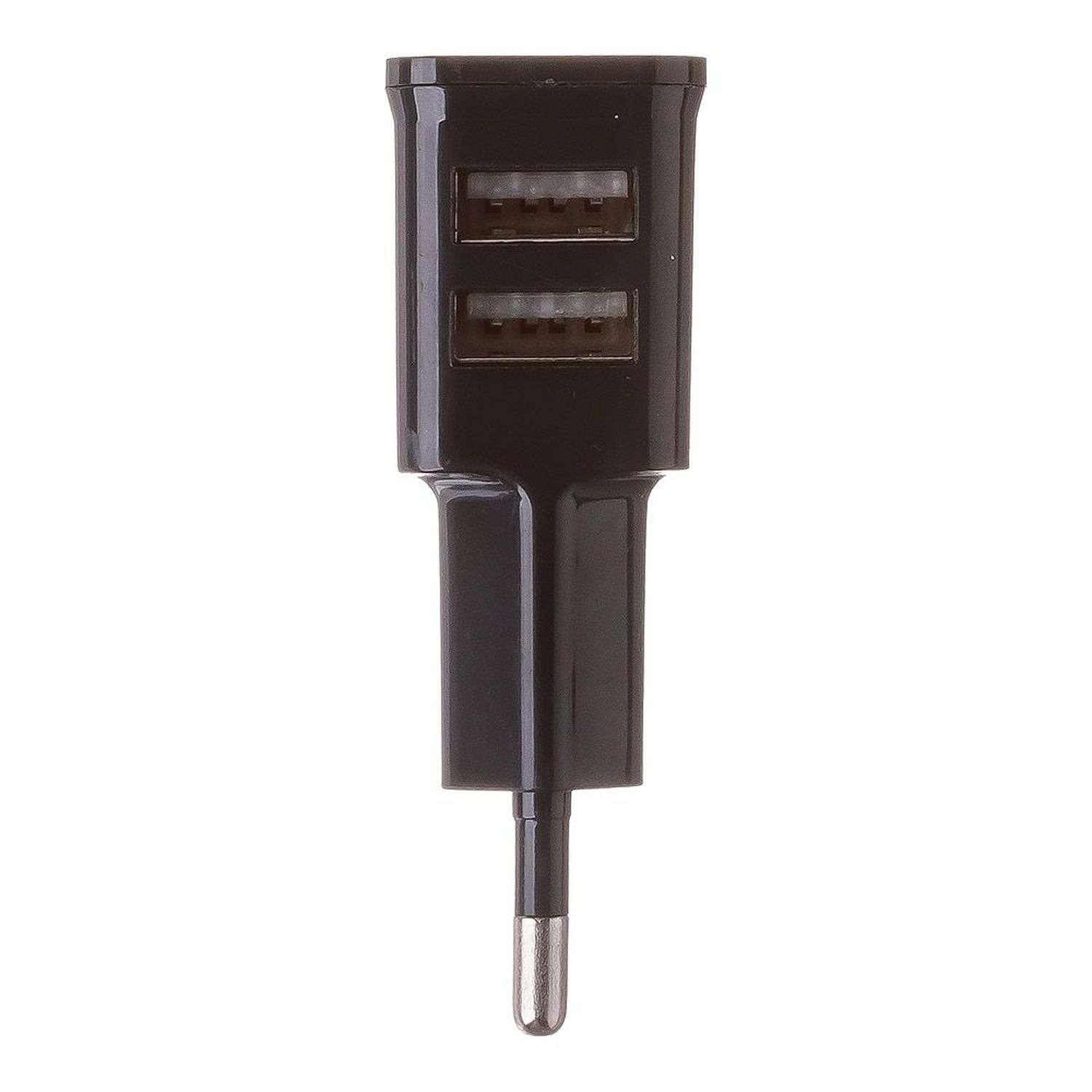 Сетевое зарядное устройство Liberty Project с USB выходом 2.1А компакт 2 USB выхода Черный - фото 3