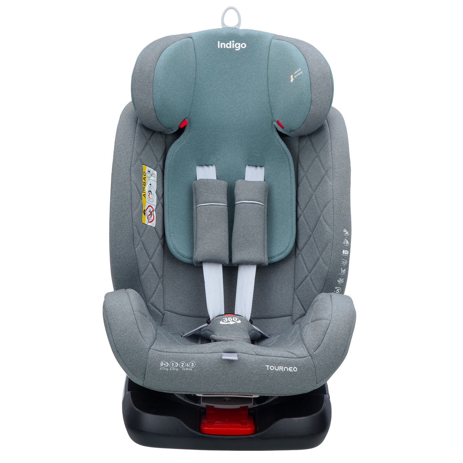 Автокресло Indigo TOURNEO ISOFIX группа 0+1+2+3 (0-36 кг) серый-зеленый - фото 16