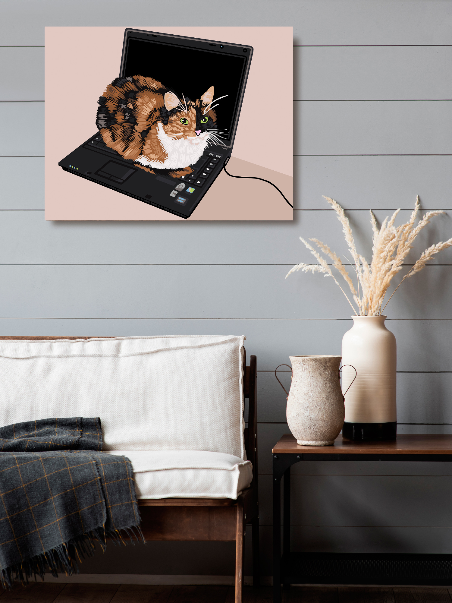 Картина по номерам Art on Canvas холст на подрамнике 40х50 см Рабочие будни с котиком - фото 3