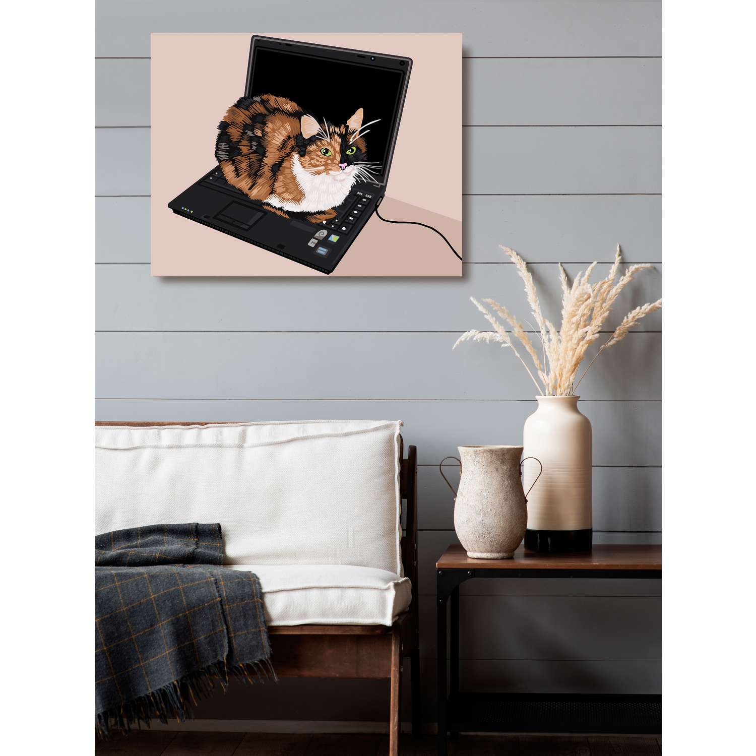 Картина по номерам Art on Canvas холст на подрамнике 40х50 см Рабочие будни с котиком - фото 3