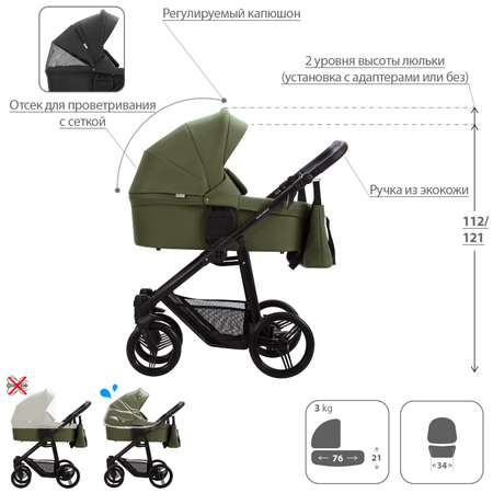 Коляска 2в1 Bebetto Explorer Air Pro экокожа шасси Черное 05