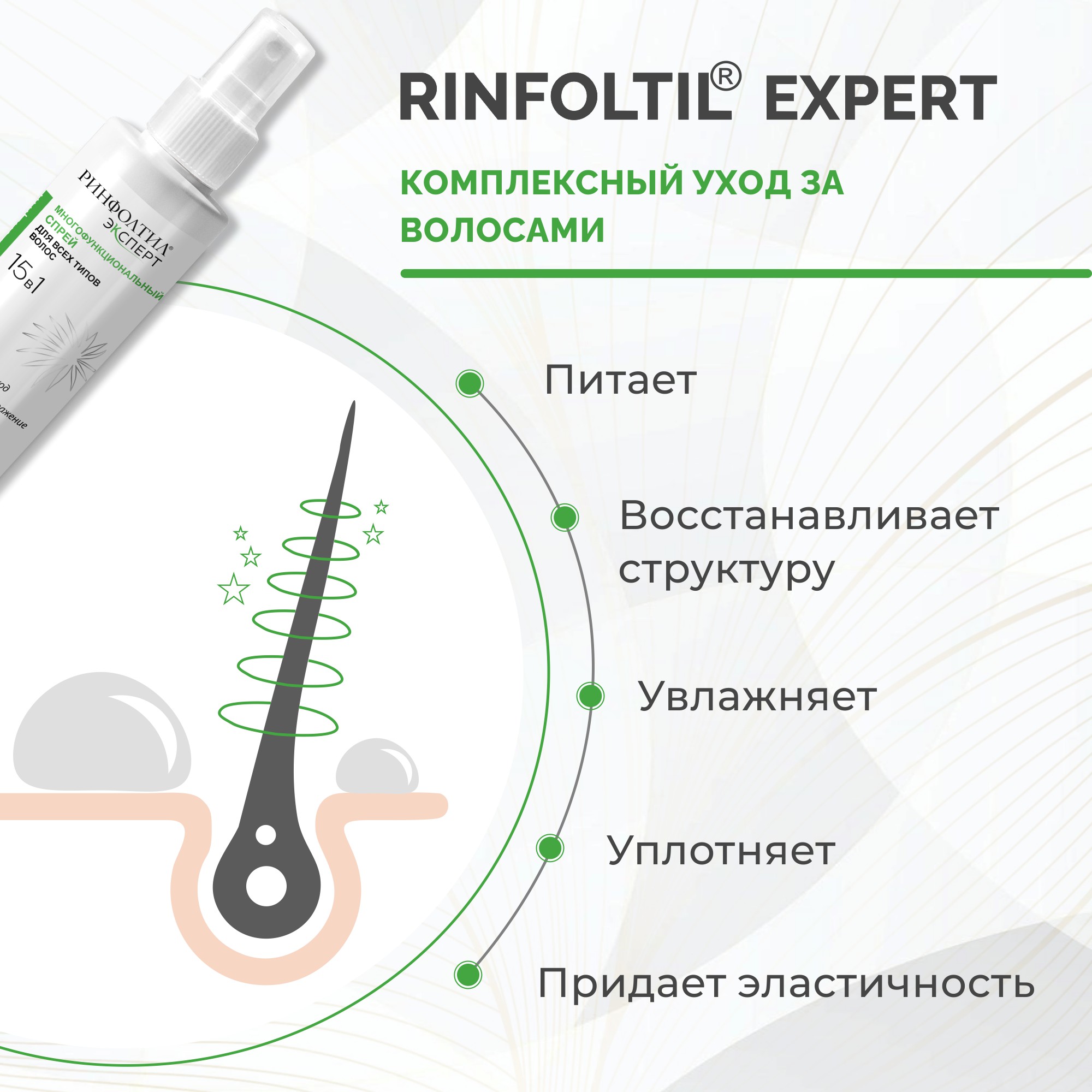 Спрей Ринфолтил Эксперт для волос 15 в 1 с кератином - фото 2